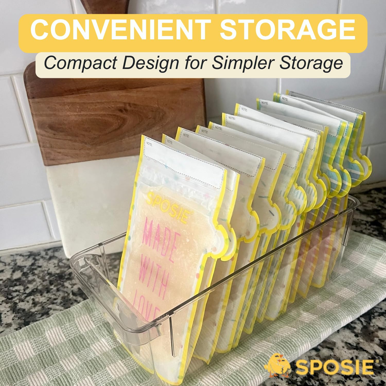 Sposie SimpleFeed Breast Milk Storage Bags – Feeding Made Easier | 8oz, 100 Count | Easy Pour, Temperature Sensor, Freezer Safe, Leak-Proof, BPA-Free